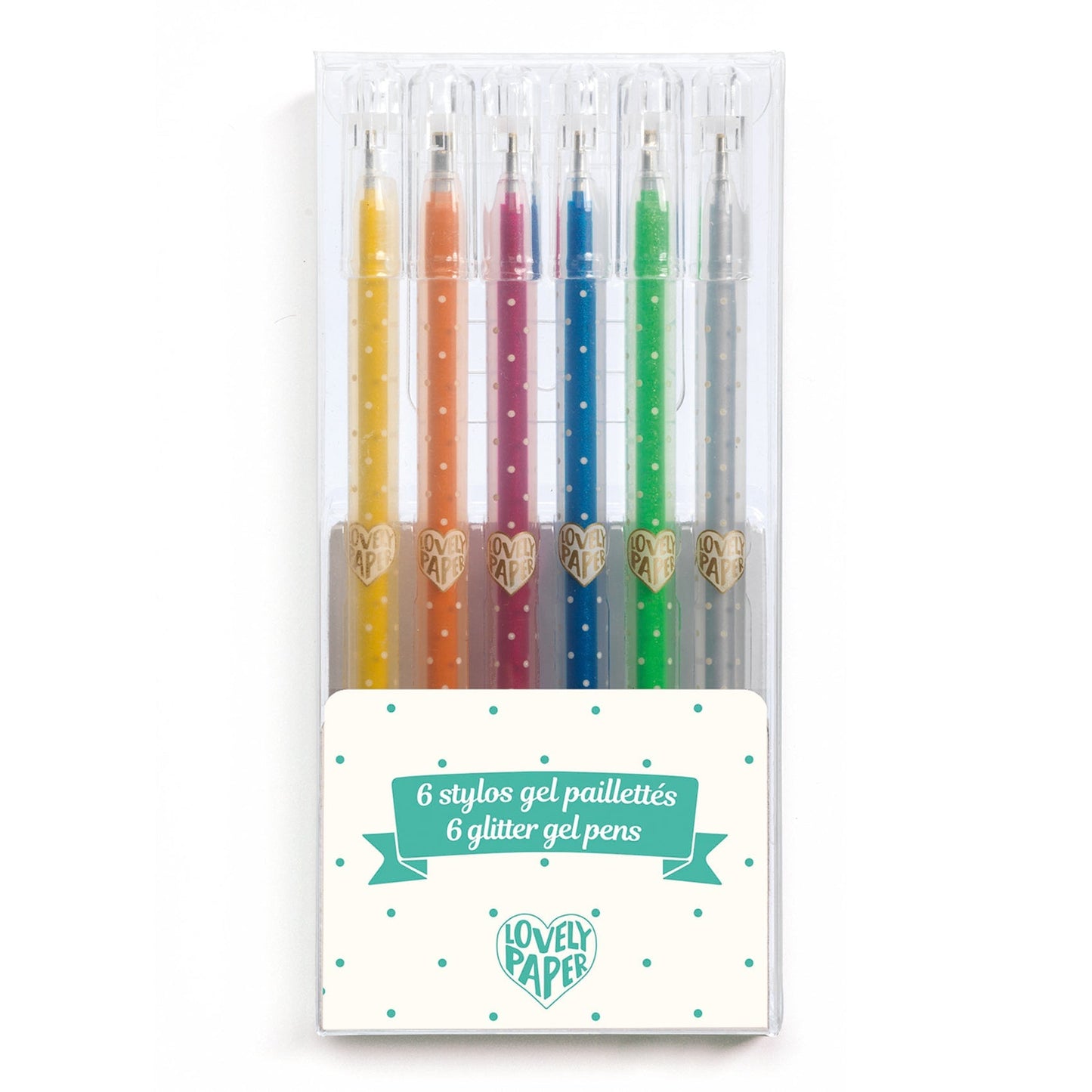6 stylos gel pailletés-Djeco-Super Châtaigne-Matériel : Product type