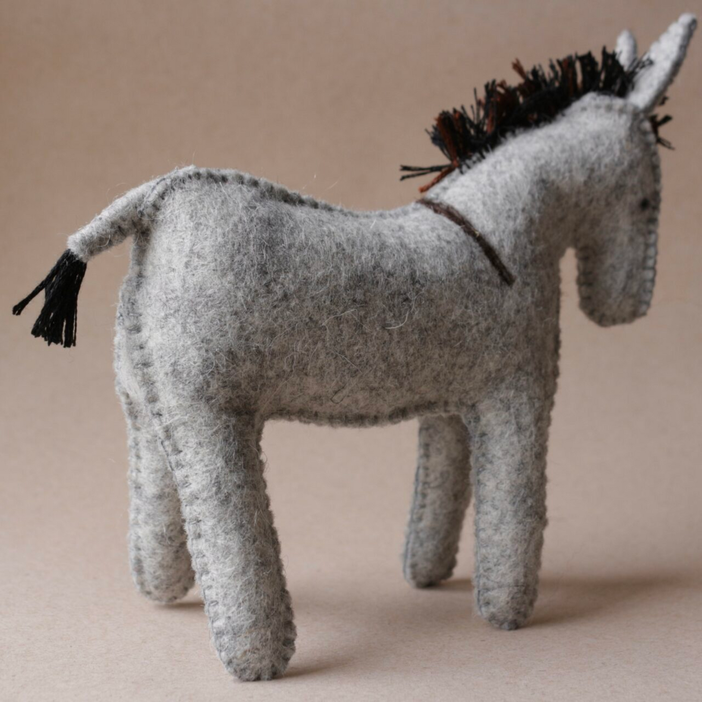 Âne corse ~ gris en feutrine-Atelier Petites Formes-Super Châtaigne-Imitation : Product type