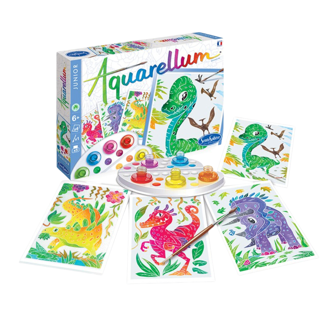 Aquarellum Junior | Dinosaures-Sentosphère-Super Châtaigne-Collages & Coloriages : Product type