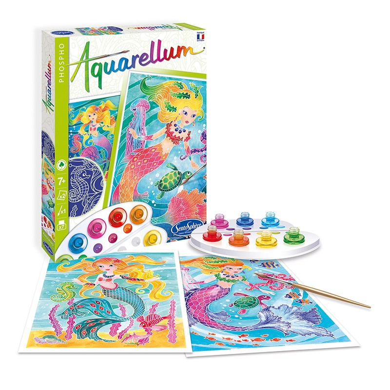 Aquarellum Phospho | Sirènes-Sentosphère-Super Châtaigne-Collages & Coloriages : Product type