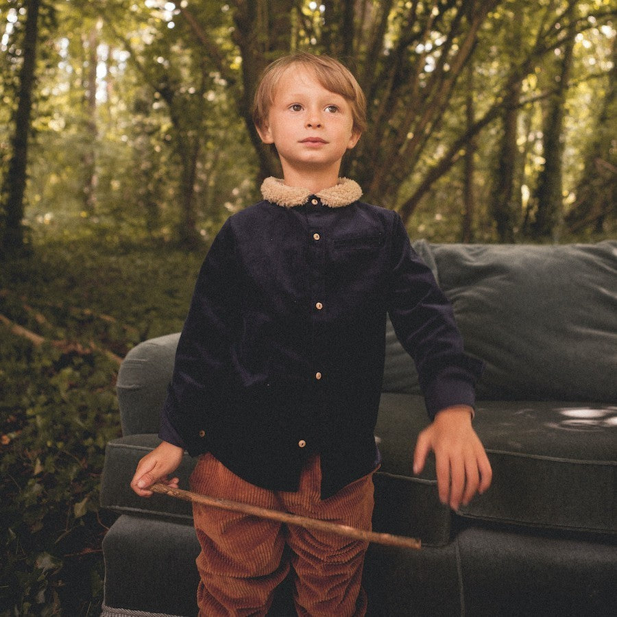 Blouse velours | Yakari bleu marine-Apaches Collections-Super Châtaigne-outlet : Product type