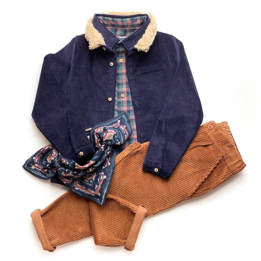 Blouse velours | Yakari bleu marine-Apaches Collections-Super Châtaigne-outlet : Product type