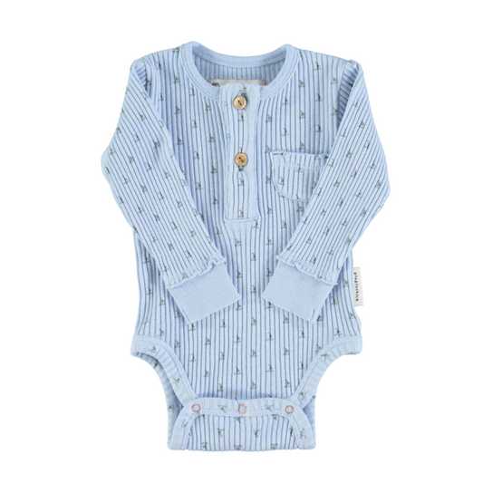 Body manches longues | Bleu avec petits bateaux-Piu Piu Chick-Super Châtaigne-body : Product type