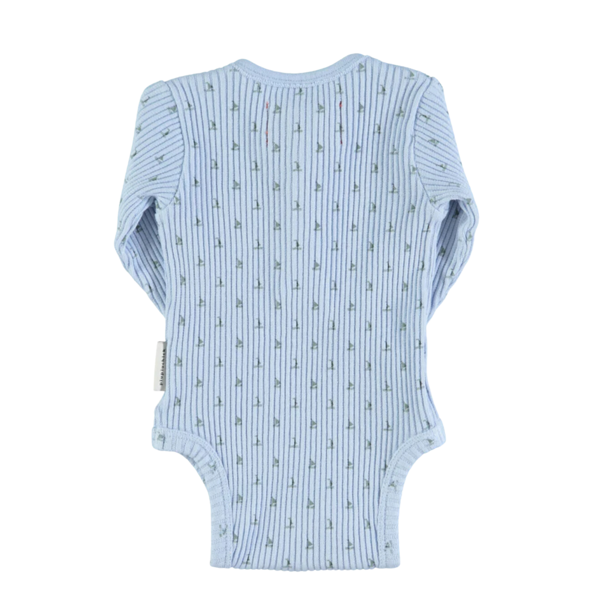 Body manches longues | Bleu avec petits bateaux-Piu Piu Chick-Super Châtaigne-body : Product type