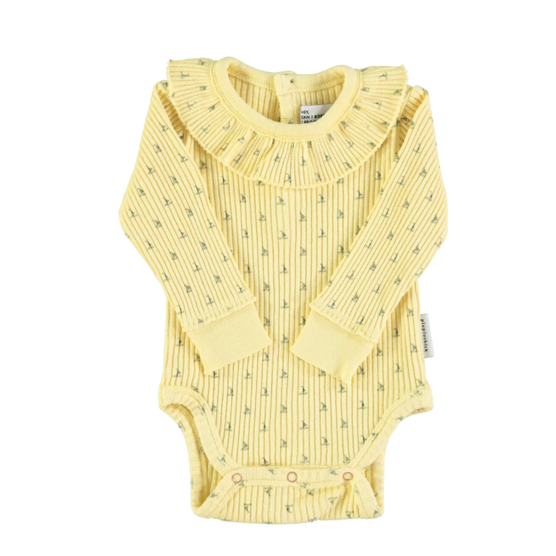 Body manches longues | Jaune petits bateaux-Piu Piu Chick-Super Châtaigne-body : Product type