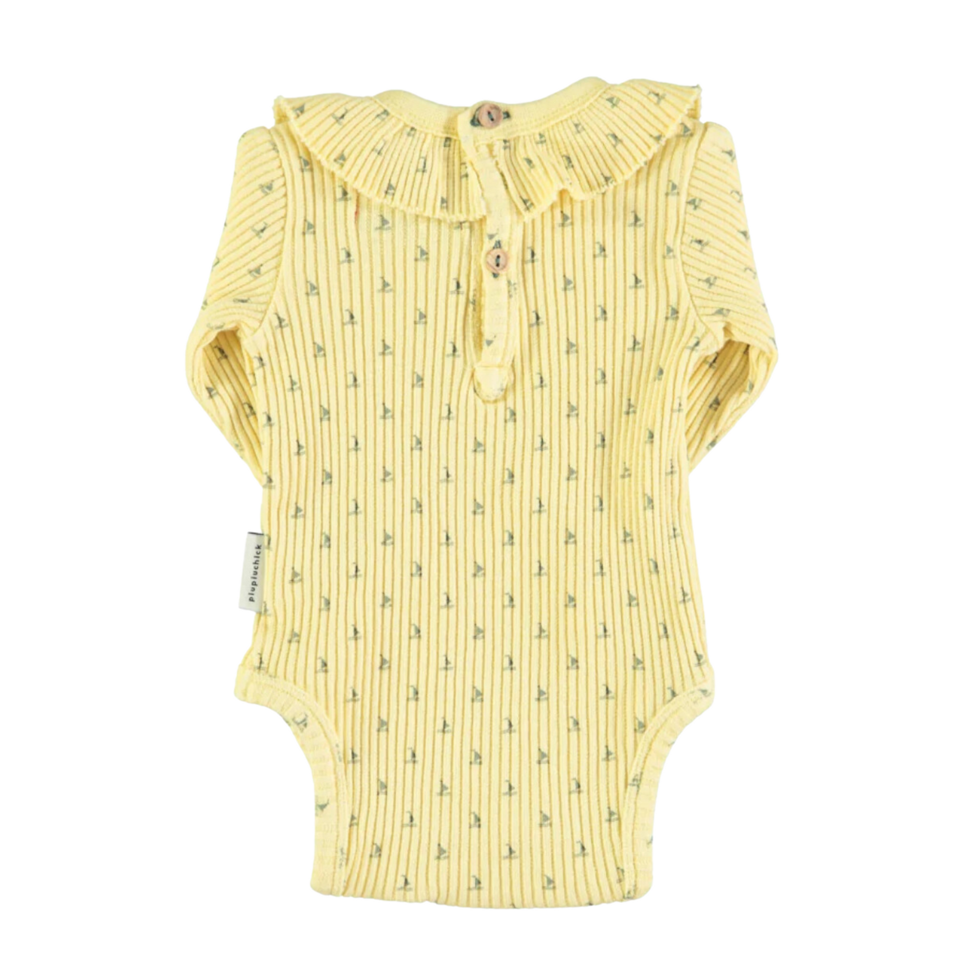 Body manches longues | Jaune petits bateaux-Piu Piu Chick-Super Châtaigne-body : Product type