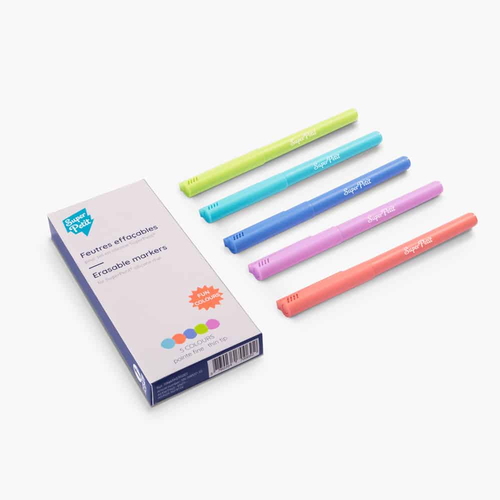 Boite de 5 feutres effaçables pour silicone-Super Petit-Super Châtaigne-Loisirs créatifs : Product type
