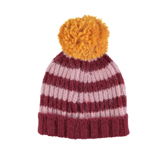 Bonnet | Rose à rayures-Piu Piu Chick-Super Châtaigne-Accessoires : Product type