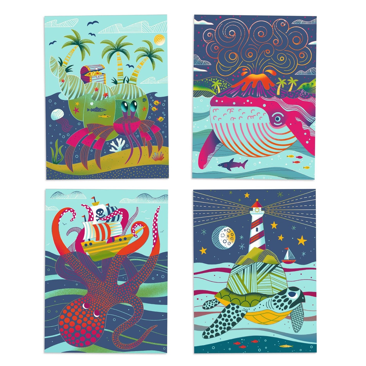 Cartes à gratter | Dessus-Dessous-Djeco-Super Châtaigne-Collages & Coloriages : Product type