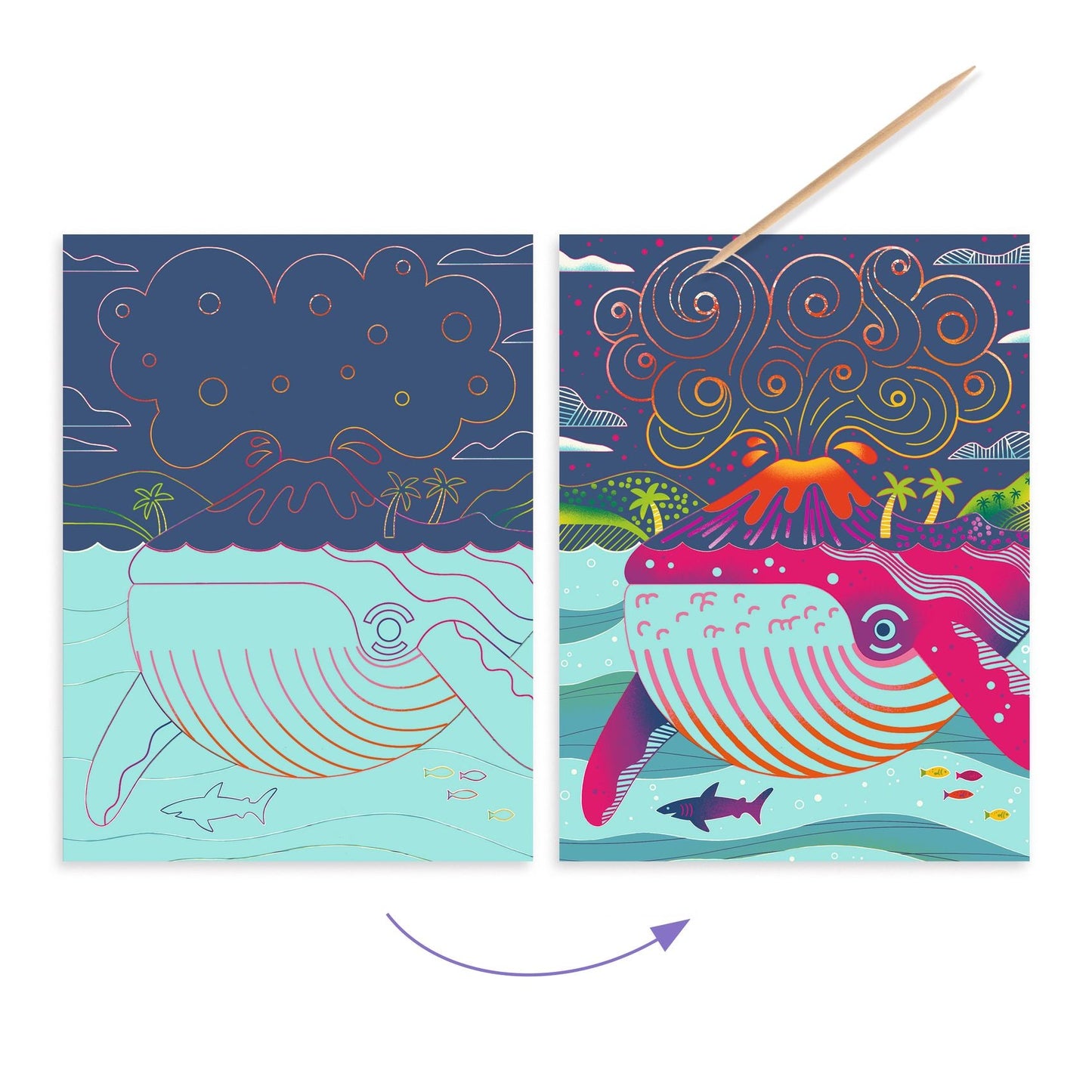 Cartes à gratter | Dessus-Dessous-Djeco-Super Châtaigne-Collages & Coloriages : Product type
