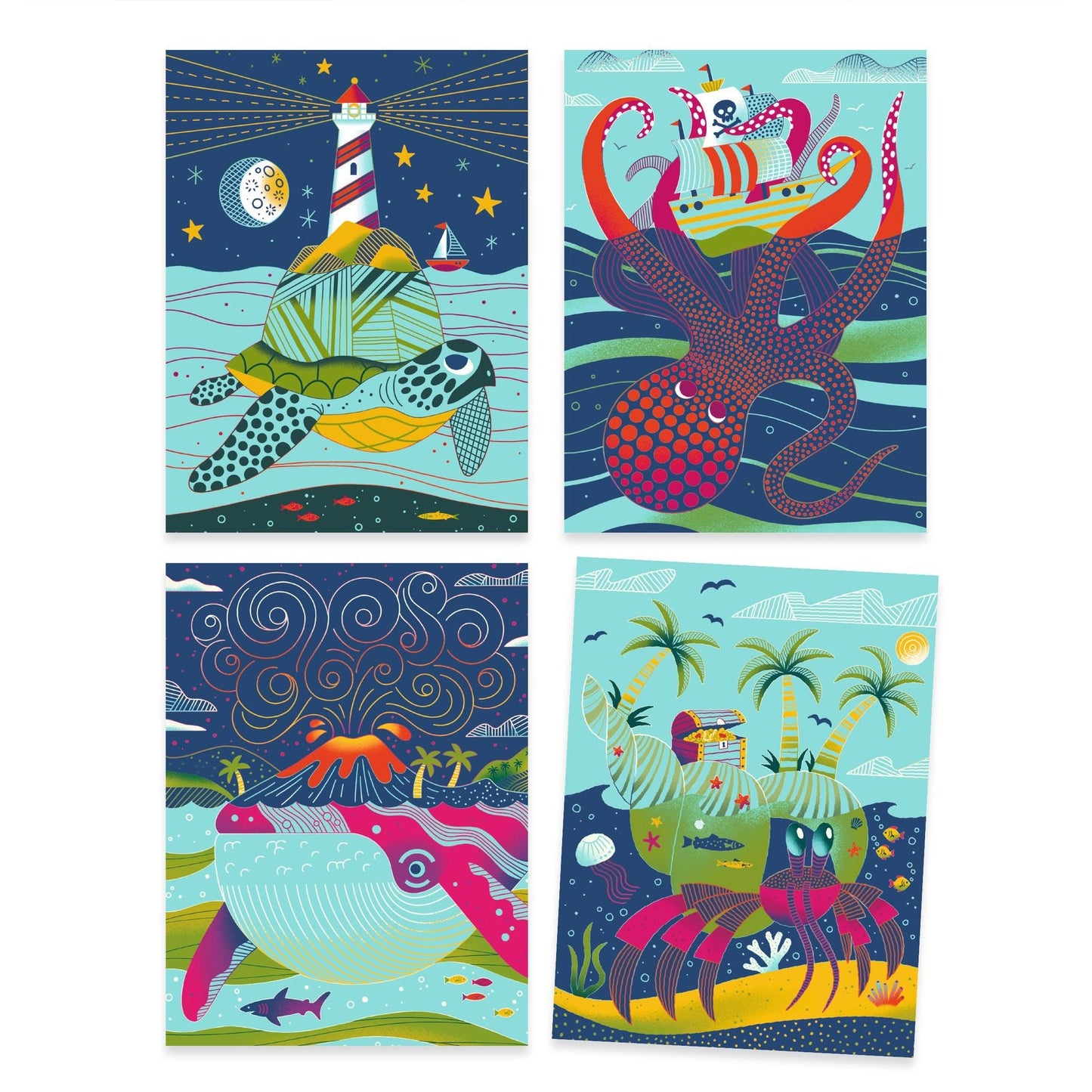 Cartes à gratter | Dessus-Dessous-Djeco-Super Châtaigne-Collages & Coloriages : Product type