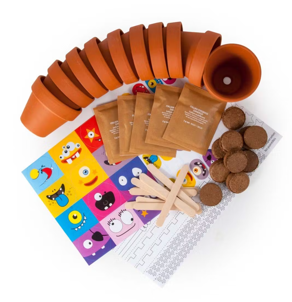 Coffret anniversaire - 10 petits pots monstres-Radis et capucine-Super Châtaigne-Cuisine et Jardinage : Product type