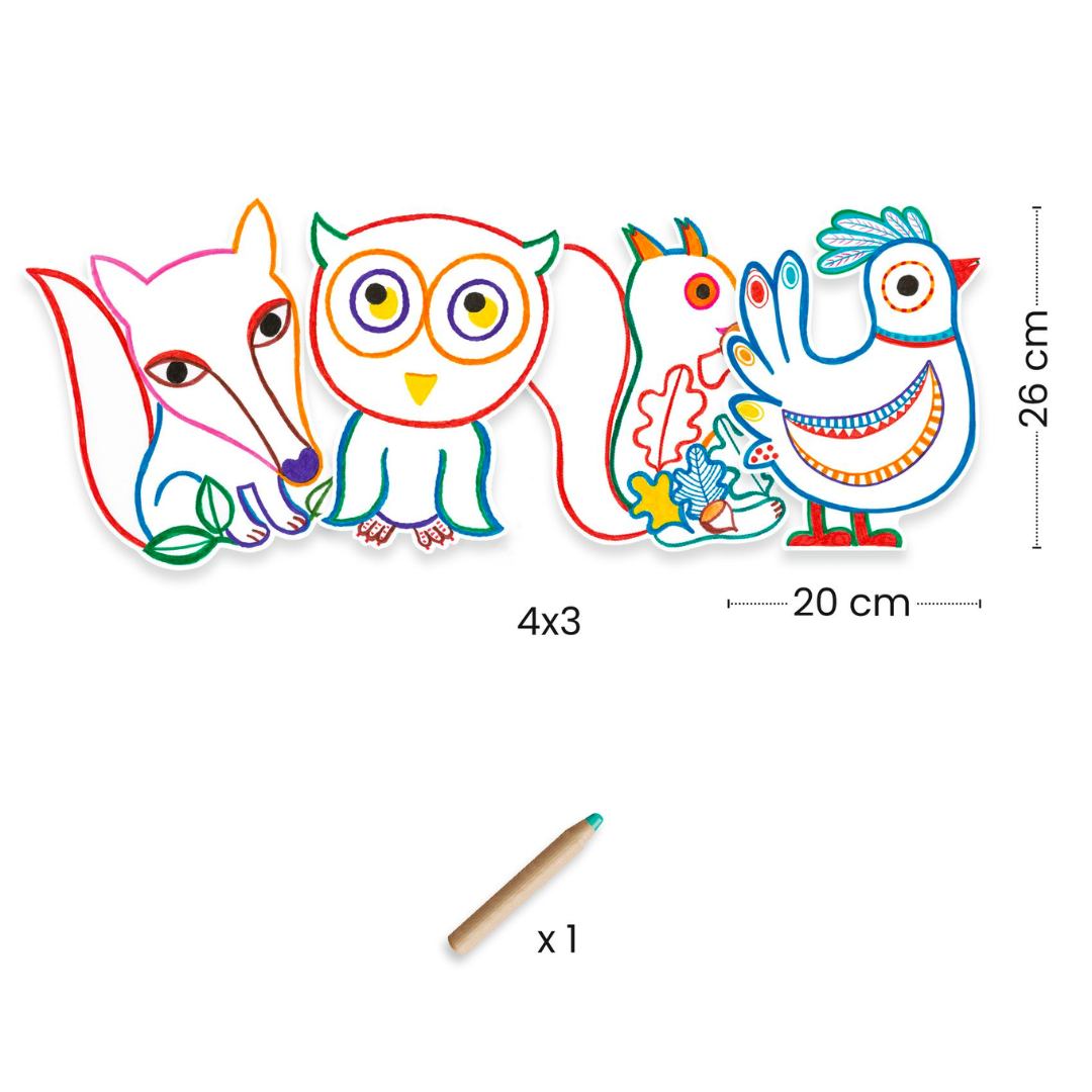 Coloriages à révéler | Animaux de la forêt-Djeco-Super Châtaigne-Collages & Coloriages : Product type