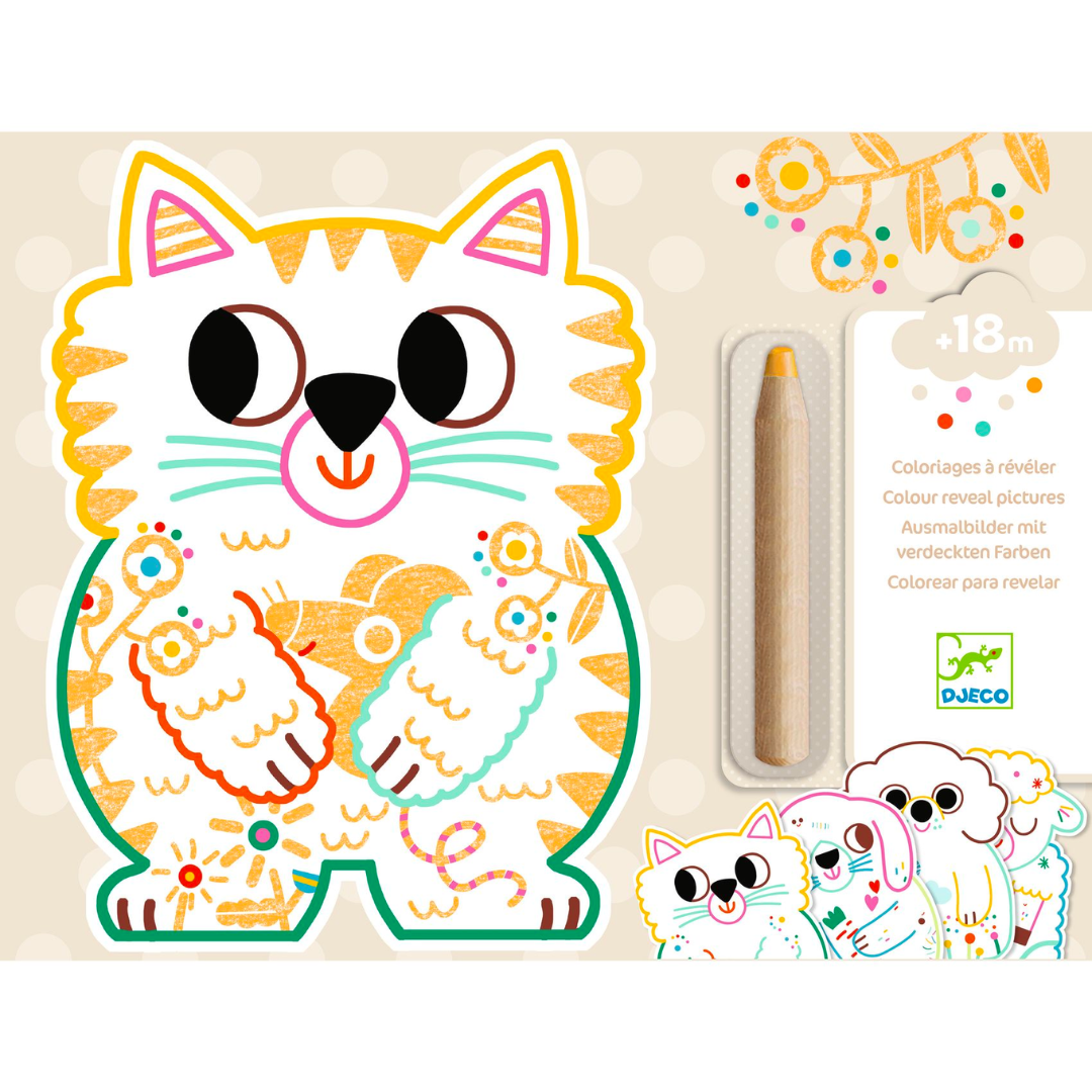 Coloriages à révéler | Animaux familiers-Djeco-Super Châtaigne-Collages & Coloriages : Product type
