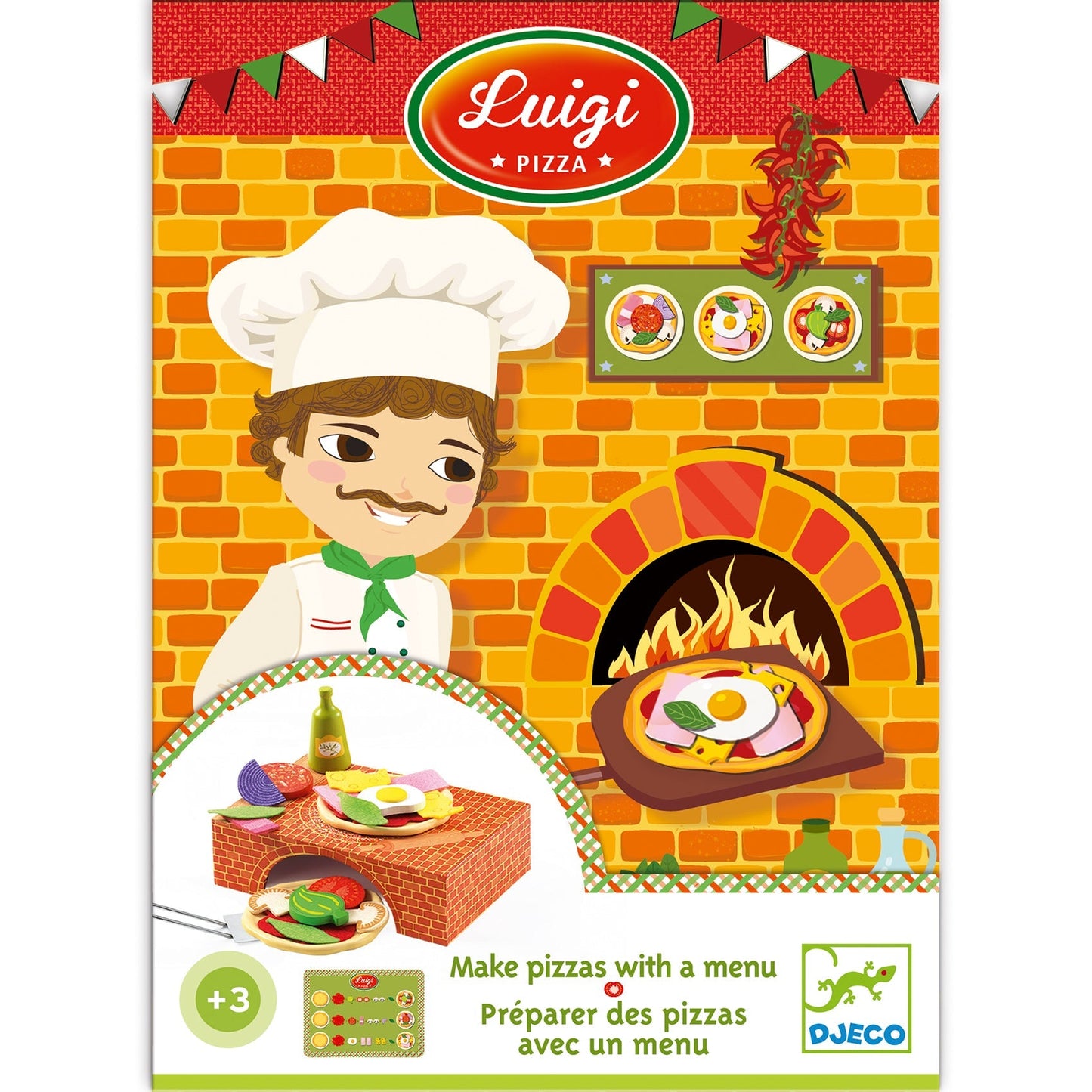 Cuisine - Luigi pizza-Préparer des pizzas avec un menu-Djeco-Super Châtaigne-Imitation : Product type