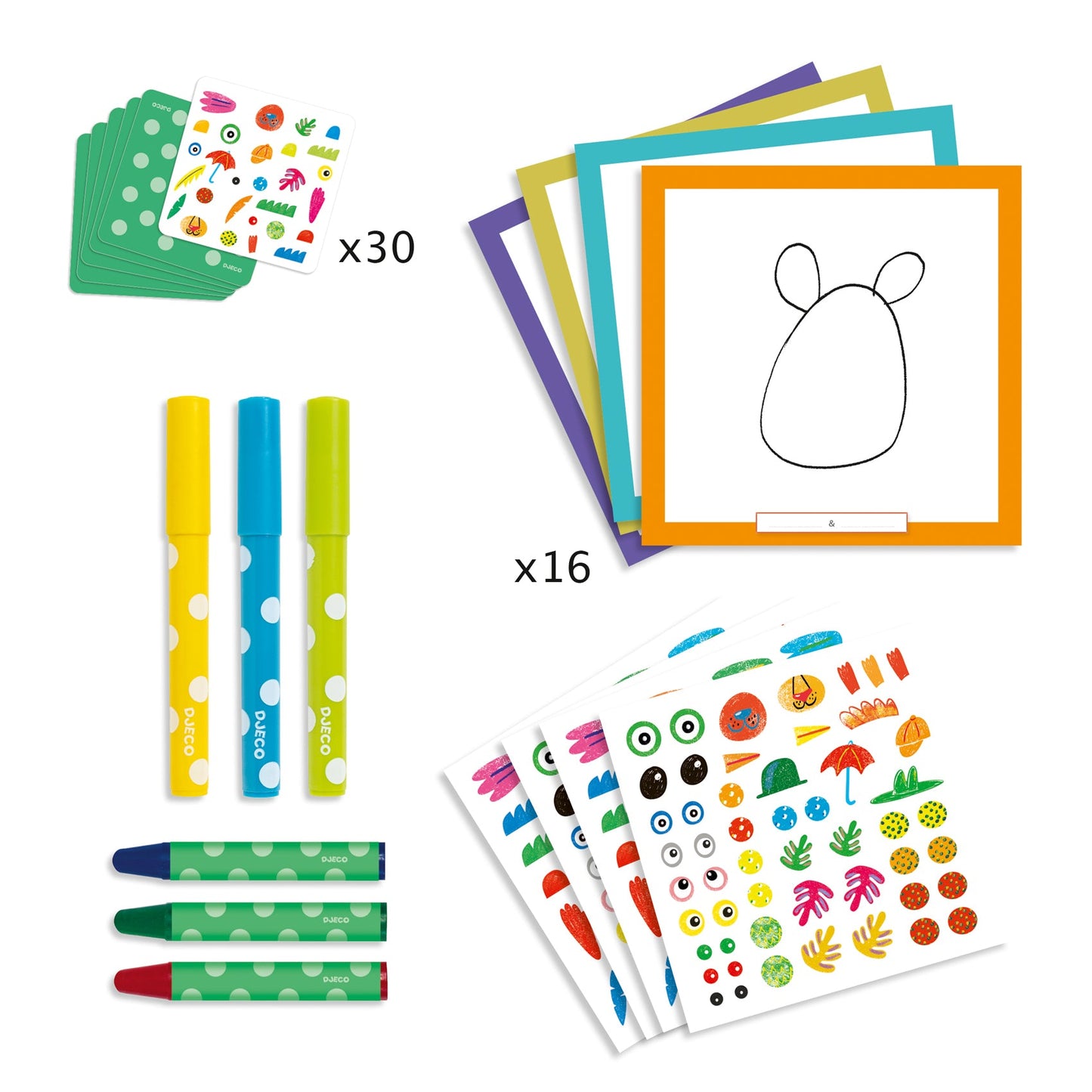 Dessiner ensemble | Animaux rigolos-Djeco-Super Châtaigne-Collages & Coloriages : Product type