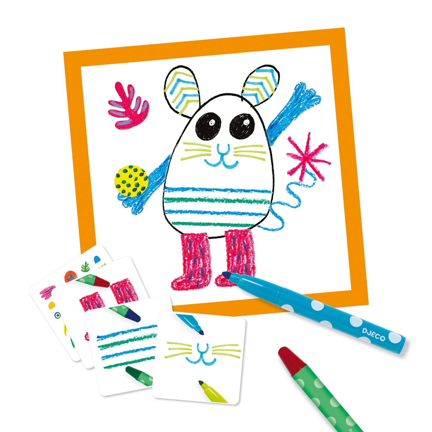 Dessiner ensemble | Animaux rigolos-Djeco-Super Châtaigne-Collages & Coloriages : Product type
