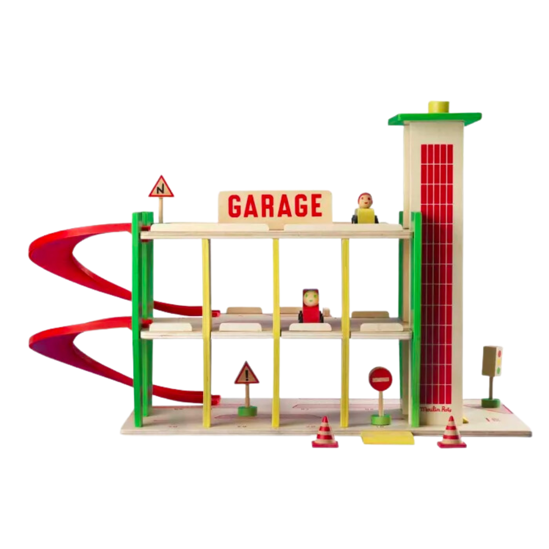 Garage dans la ville | Grand garage en bois-Moulin Roty-Super Châtaigne-Imitation : Product type