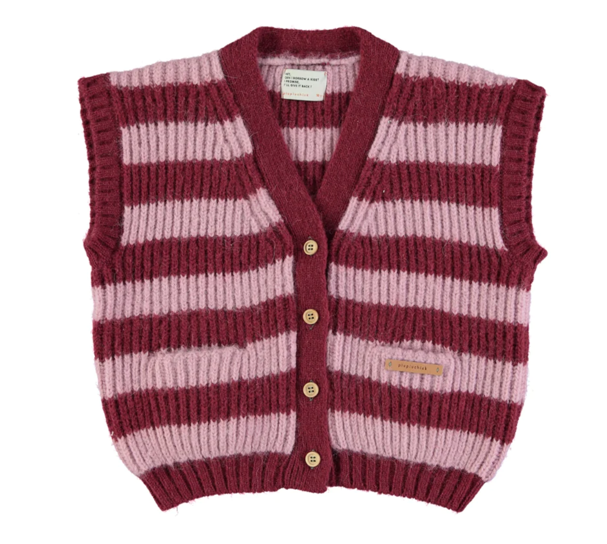 Gilet | Rose à rayures-Piu Piu Chick-Super Châtaigne-Sweats, Pulls & Gilets : Product type