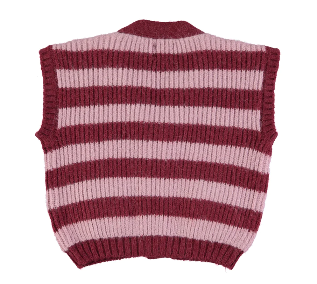 Gilet | Rose à rayures-Piu Piu Chick-Super Châtaigne-Sweats, Pulls & Gilets : Product type
