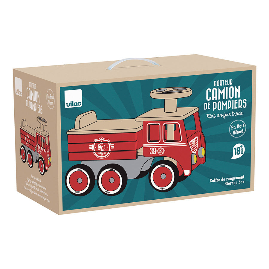 Porteur en bois | Camion de pompier-Vilac-Super Châtaigne-Eveil & Motricité : Product type