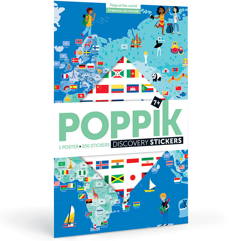 Poster géant et 200 stickers - drapeaux du monde-Poppik-Super Châtaigne-Loisirs créatifs : Product type
