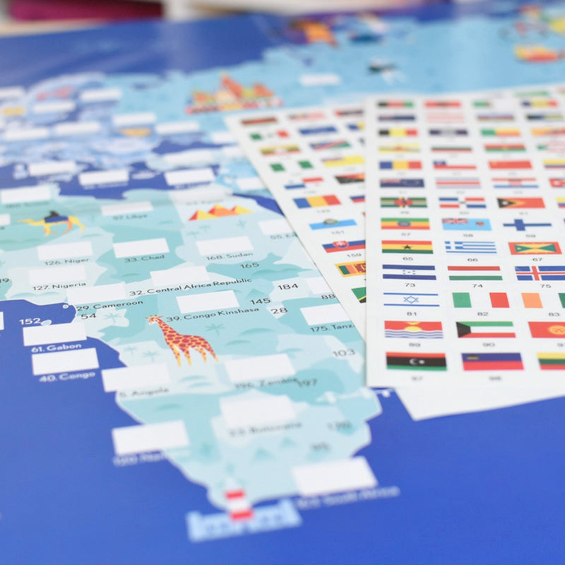 Poster géant et 200 stickers - drapeaux du monde-Poppik-Super Châtaigne-Loisirs créatifs : Product type