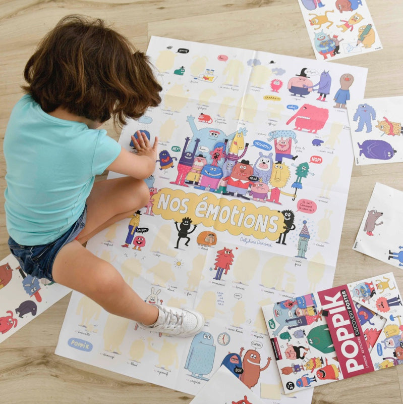 Poster pédagogique - Les émotions-Poppik-Super Châtaigne-Collages & Coloriages : Product type