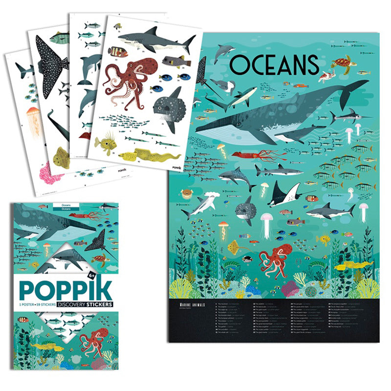 Poster pédagogique - Océans-Poppik-Super Châtaigne-Collages & Coloriages : Product type