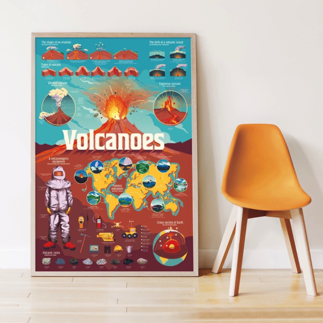 Poster pédagogique | Volcans-Poppik-Super Châtaigne-Collages & Coloriages : Product type