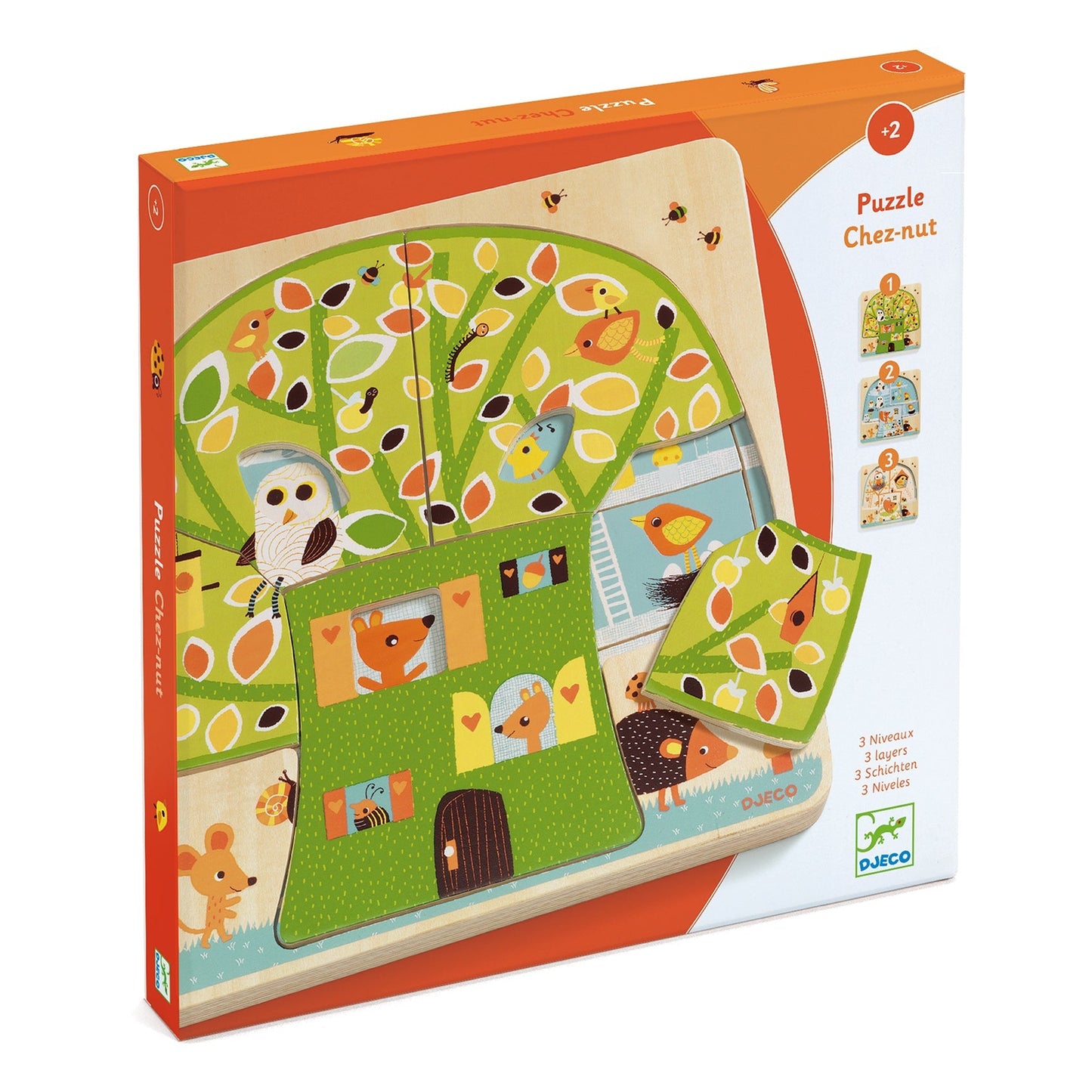 Puzzle 3 niveaux - Chez Nut-Djeco-Super Châtaigne-Puzzle : Product type