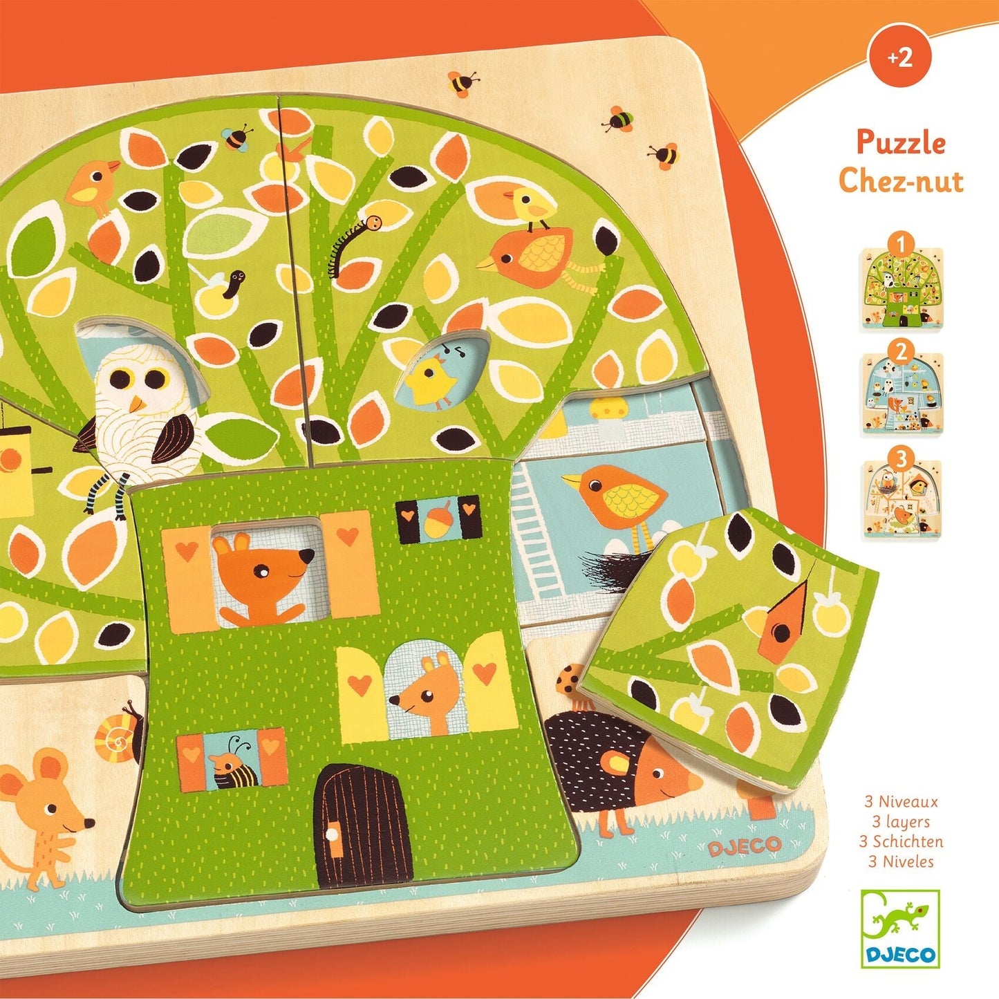 Puzzle 3 niveaux - Chez Nut-Djeco-Super Châtaigne-Puzzle : Product type