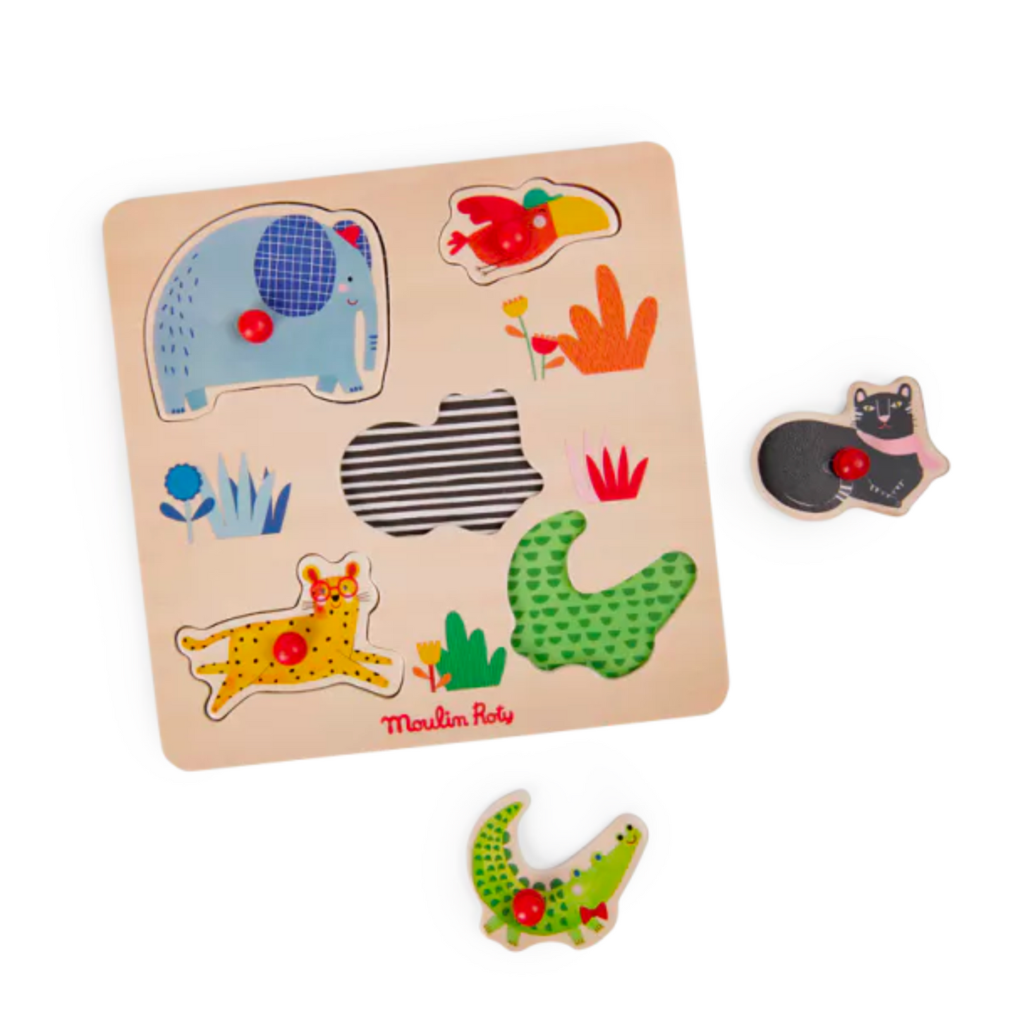 Puzzle encastrable | 5 animaux-Moulin Roty-Super Châtaigne-Puzzle : Product type