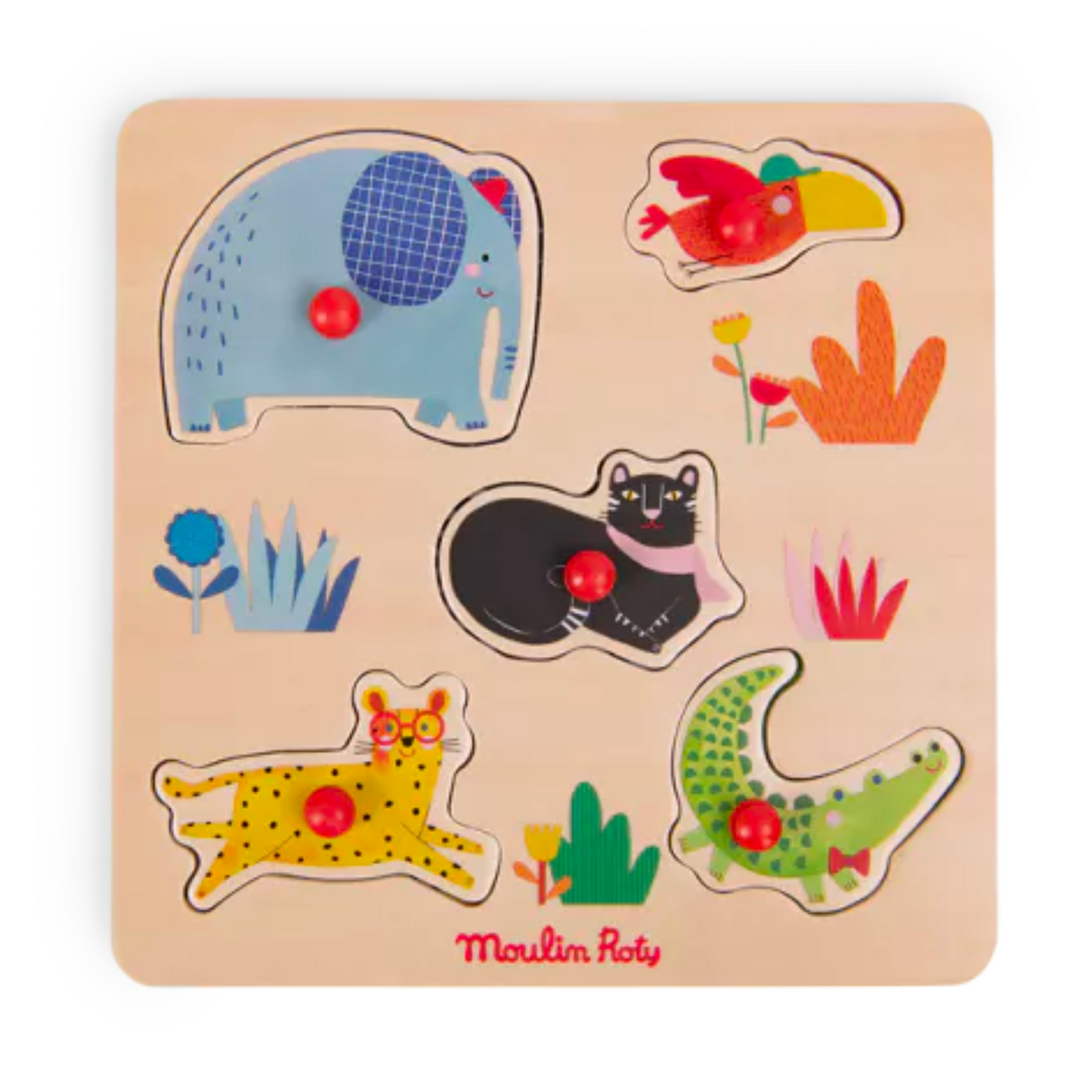 Puzzle encastrable | 5 animaux-Moulin Roty-Super Châtaigne-Puzzle : Product type