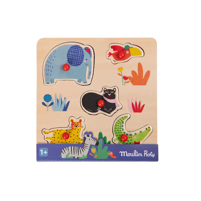 Puzzle encastrable | 5 animaux-Moulin Roty-Super Châtaigne-Puzzle : Product type