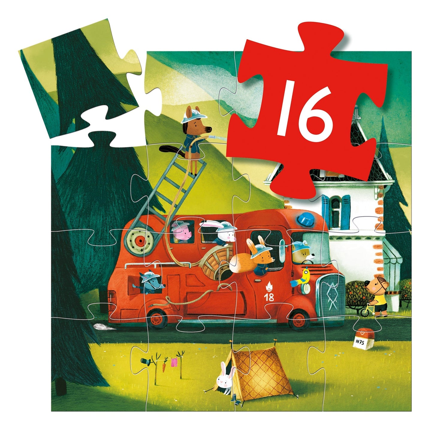 Puzzle | Le camion de pompier-Djeco-Super Châtaigne-Puzzle : Product type