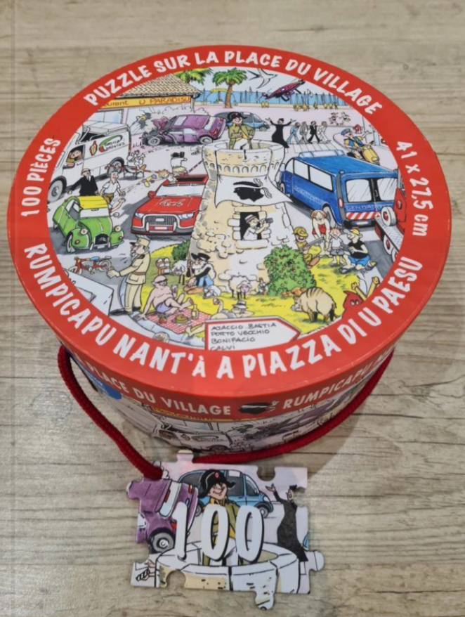 Puzzle “Sur la place du village” – 100 pièces-Éditions Clémentine-Super Châtaigne-Puzzle : Product type