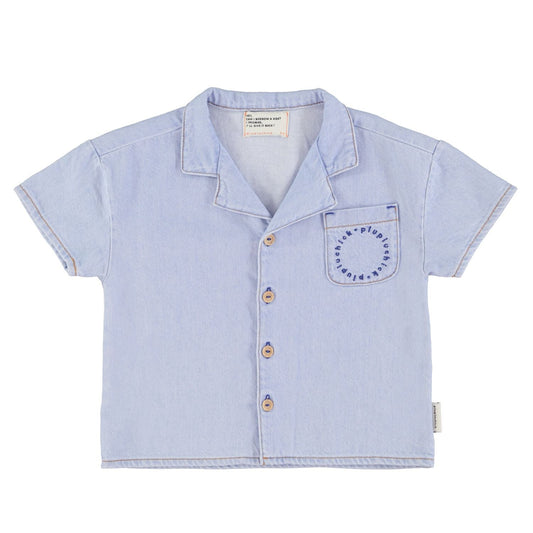 Chemise manches courtes | Blue soft denim 6 mois
