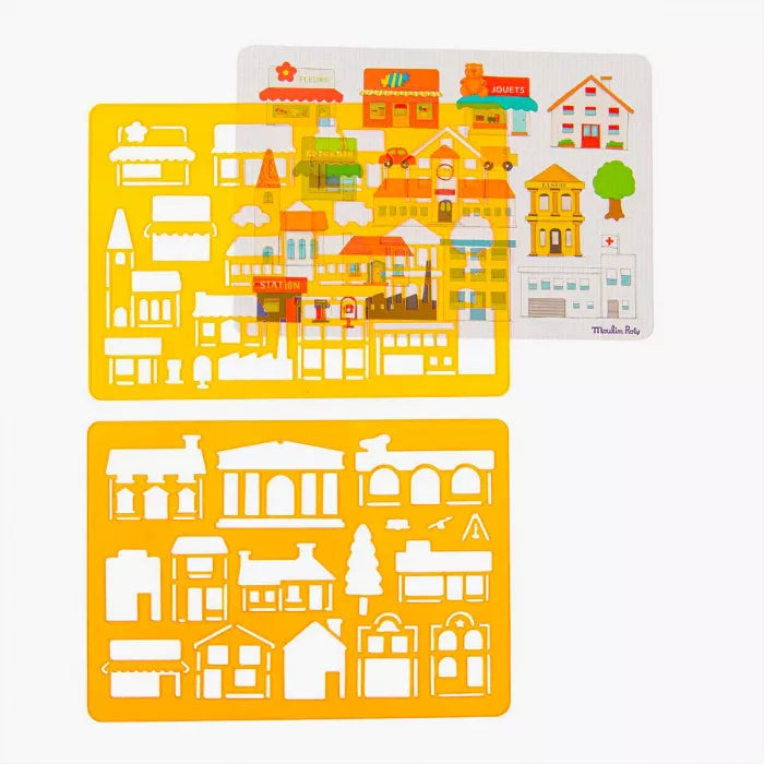 Set de pochoirs à dessin Ville-Moulin Roty-Super Châtaigne-Matériel : Product type