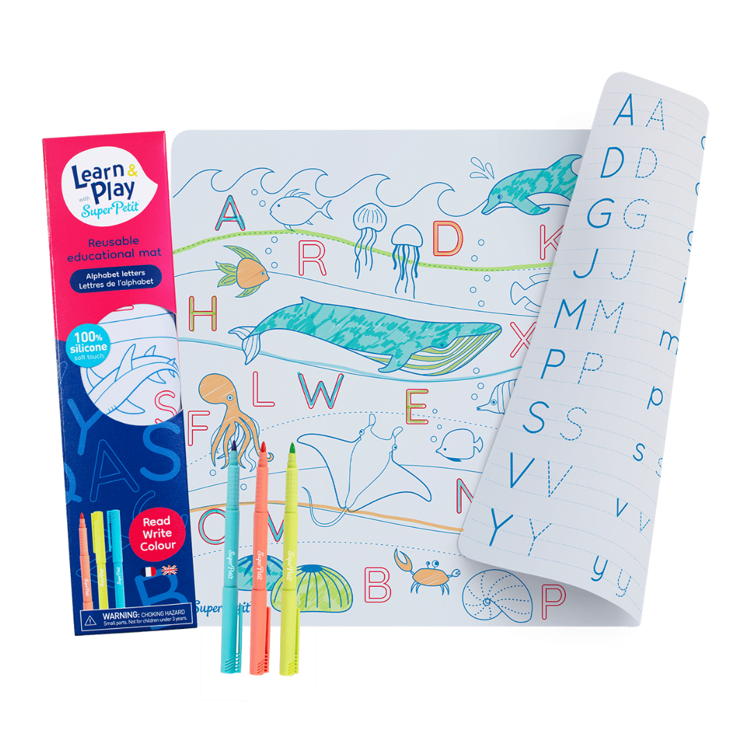 Set pédagogique en silicone | Les lettres dans l'océan-Super Petit-Super Châtaigne-Collages & Coloriages : Product type