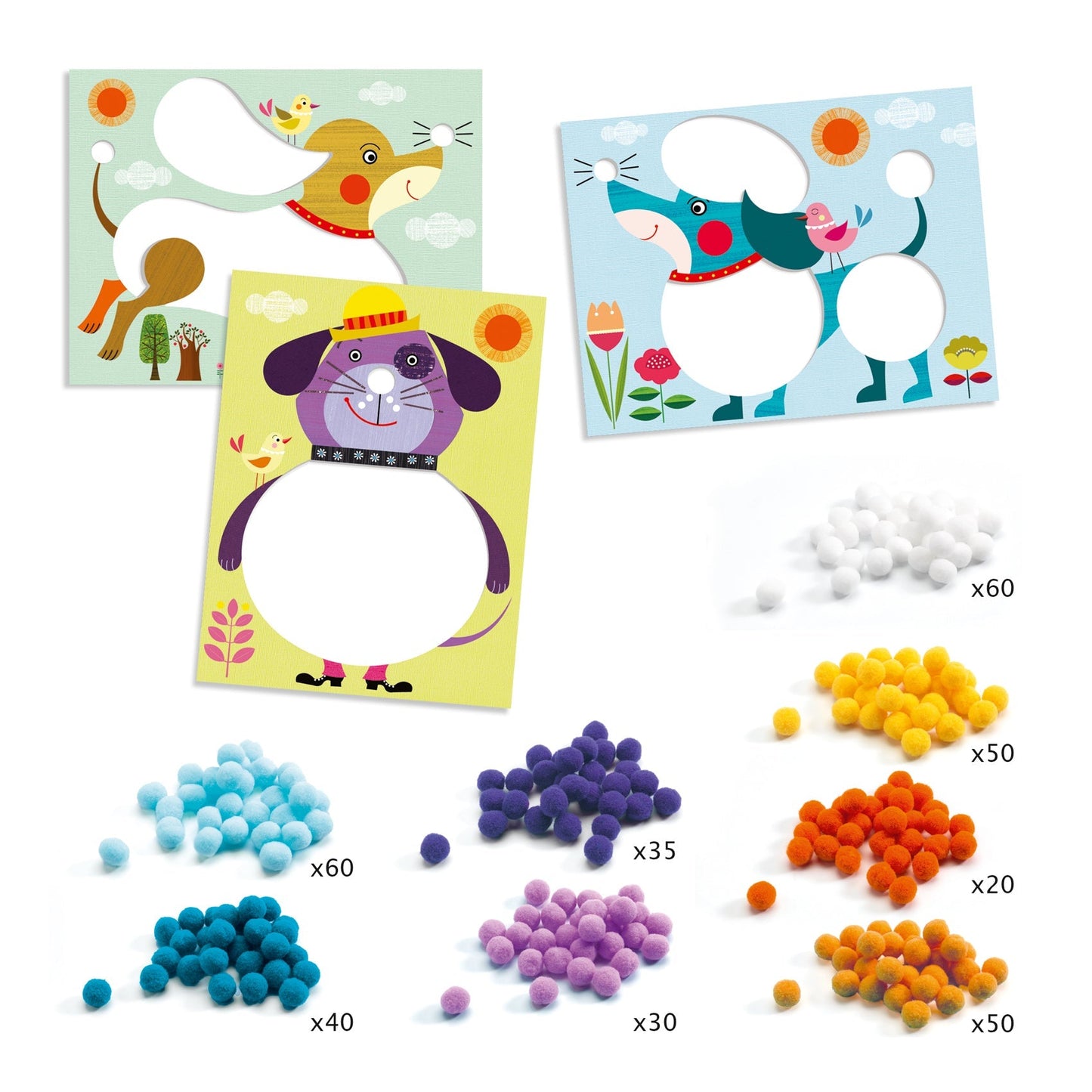 Tableaux pompons - Des chiens à caresser-Djeco-Super Châtaigne-Création & Fabrication : Product type