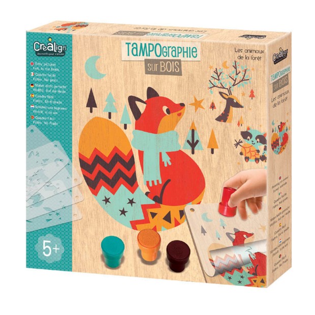 Tampographie sur bois - Animaux de la forêt-Crealign-Super Châtaigne-Création & Fabrication : Product type