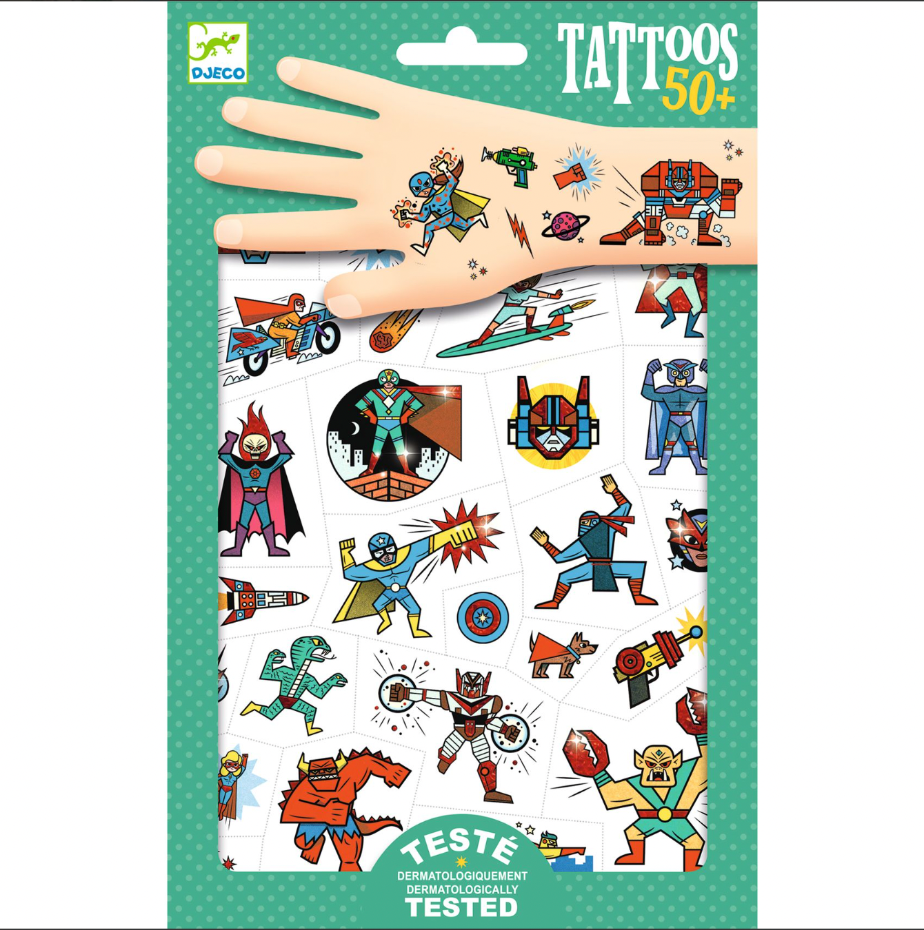 Tattoos | Heroes vs villains-Djeco-Super Châtaigne-Imagination : Product type