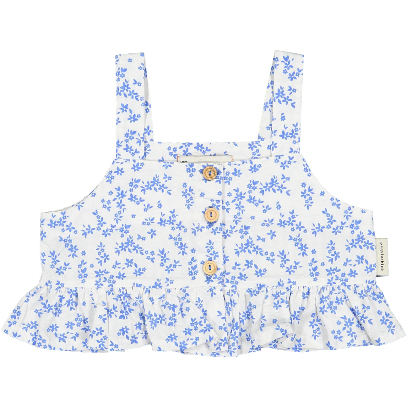 Top | Blanc et fleurs bleues-Piu Piu Chick-Super Châtaigne-outlet : Product type