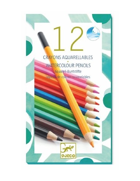 12 Crayons aquarellables-Djeco-Super Châtaigne-Matériel : Product type