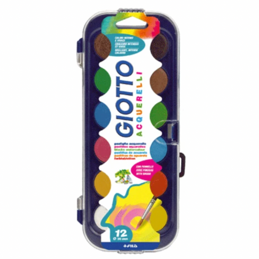 Boite de 12 pastilles de gouache Giotto 30 mm + pinceau-Giotto-Super Châtaigne-Matériel : Product type