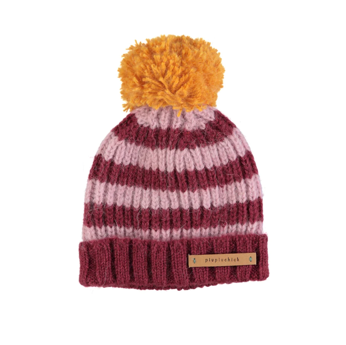 Bonnet | Rose à rayures-Piu Piu Chick-Super Châtaigne-Accessoires : Product type