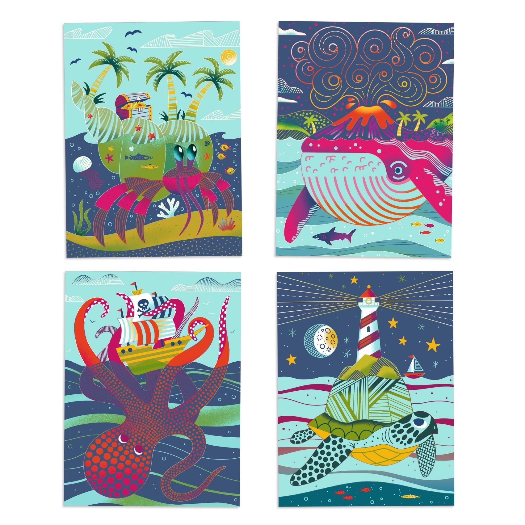 Cartes à gratter | Dessus-Dessous-Djeco-Super Châtaigne-Collages & Coloriages : Product type