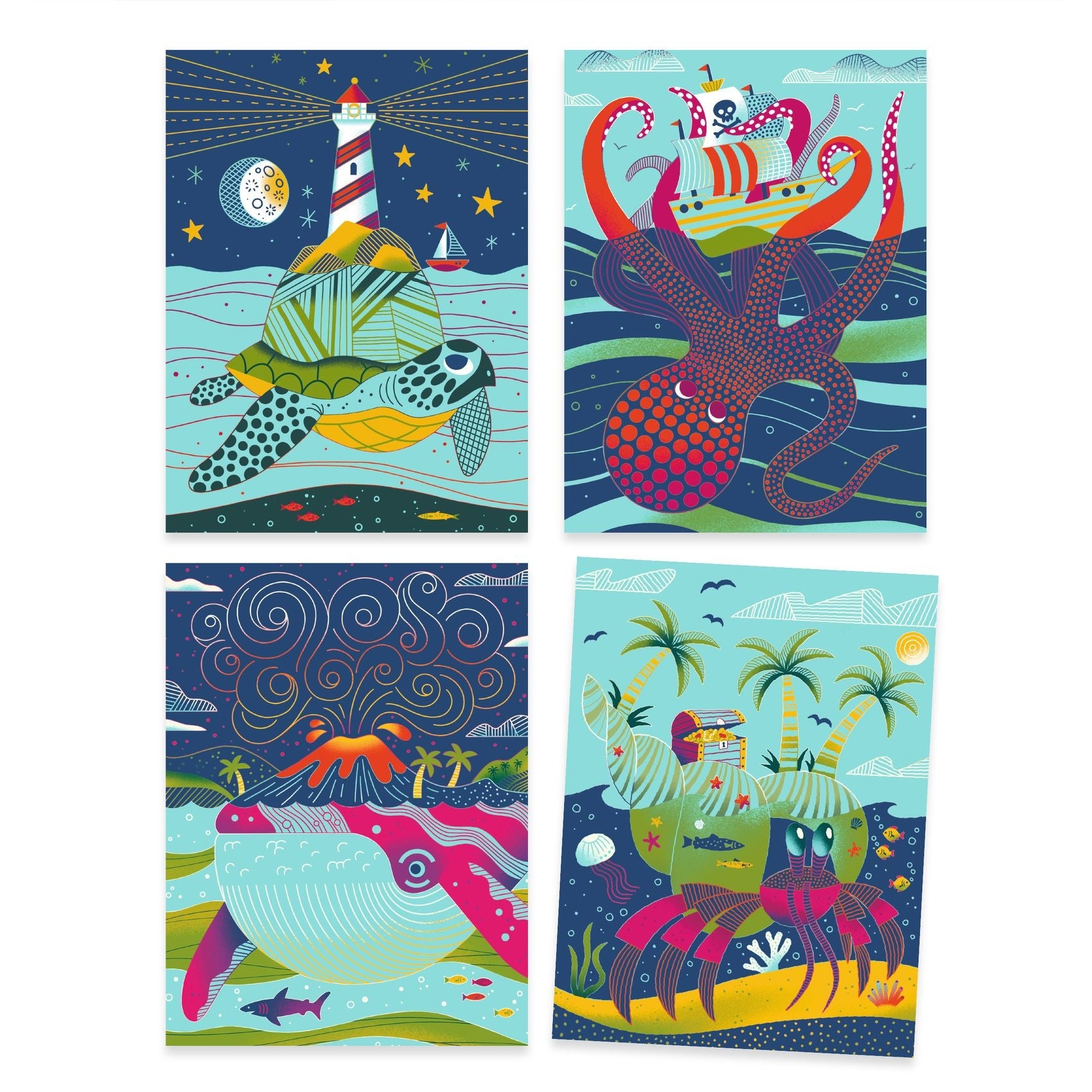 Cartes à gratter | Dessus-Dessous-Djeco-Super Châtaigne-Collages & Coloriages : Product type