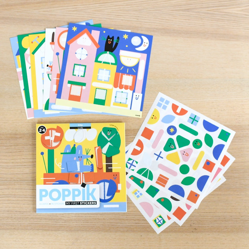 Cartes et gommettes pédagogiques - Dans la ville-Poppik-Super Châtaigne-Collages & Coloriages : Product type